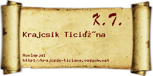 Krajcsik Ticiána névjegykártya